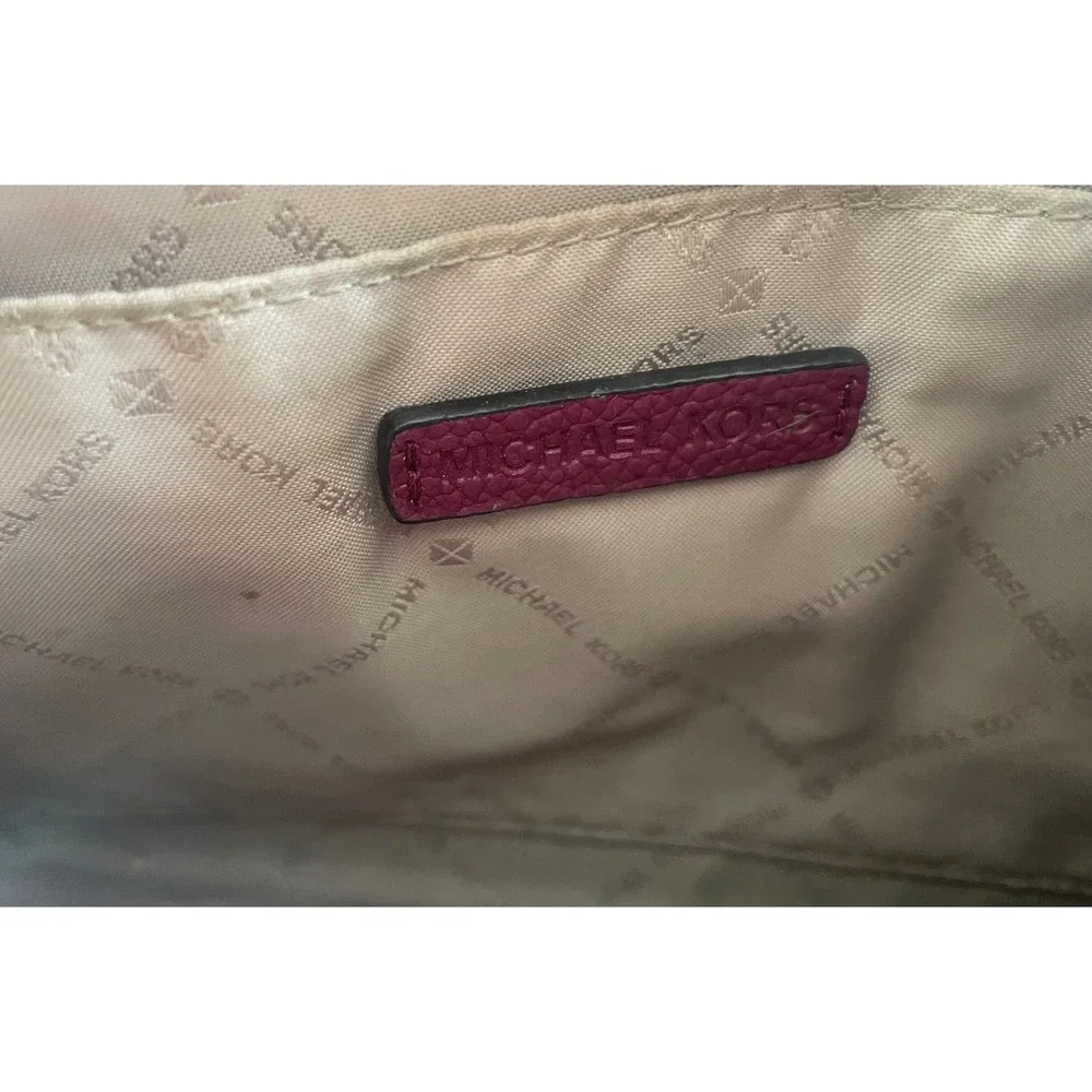 Michael Kors Adele Large Flat Wristlet Purple Pebbled Leather Clutch Bag